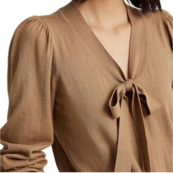 Lauren Ralph Lauren Self-Tie Puffed Sleeve Black Label Top - Picture 3 of 6